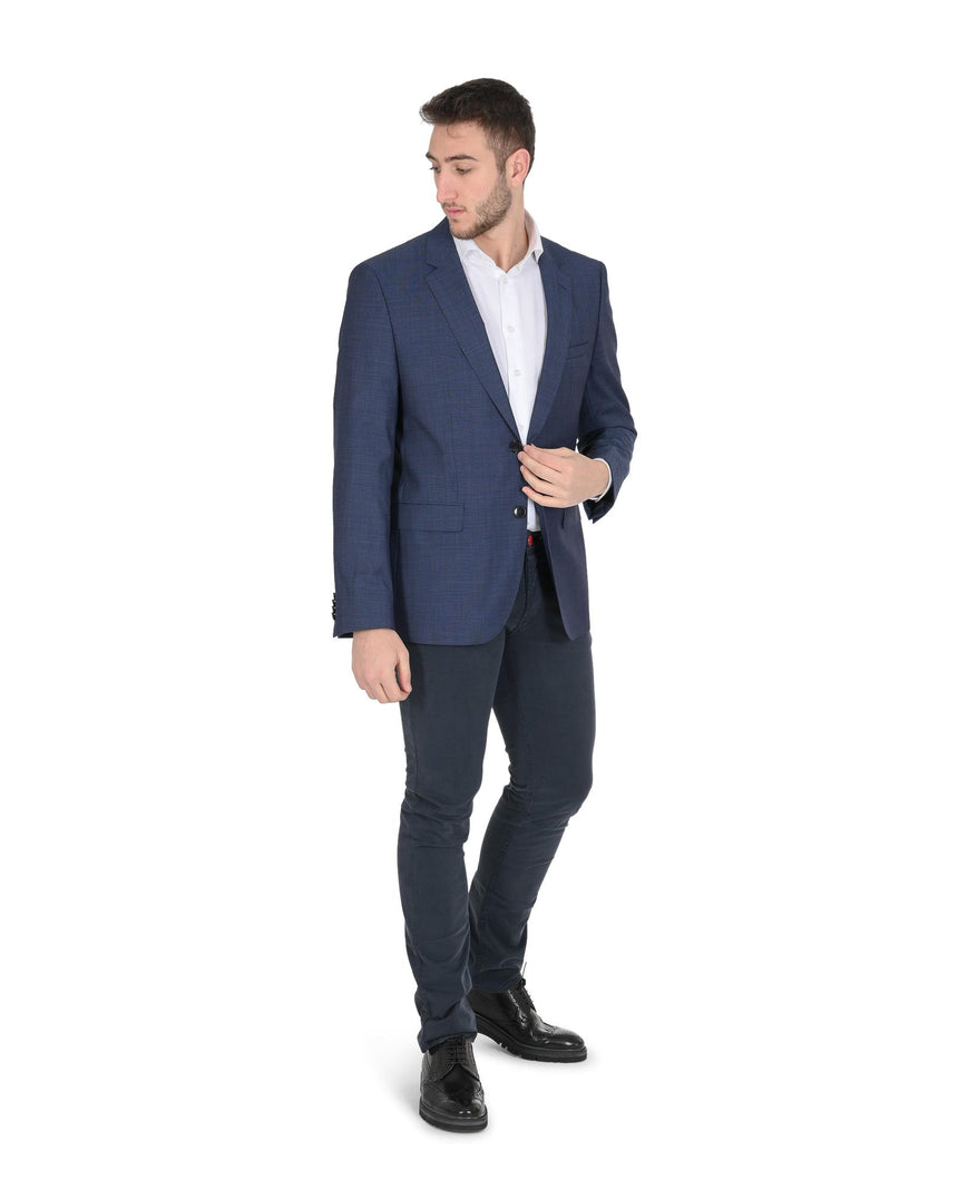 Hugo Boss Men's Blue Wool Blend Jacket in Blue - 50 EU