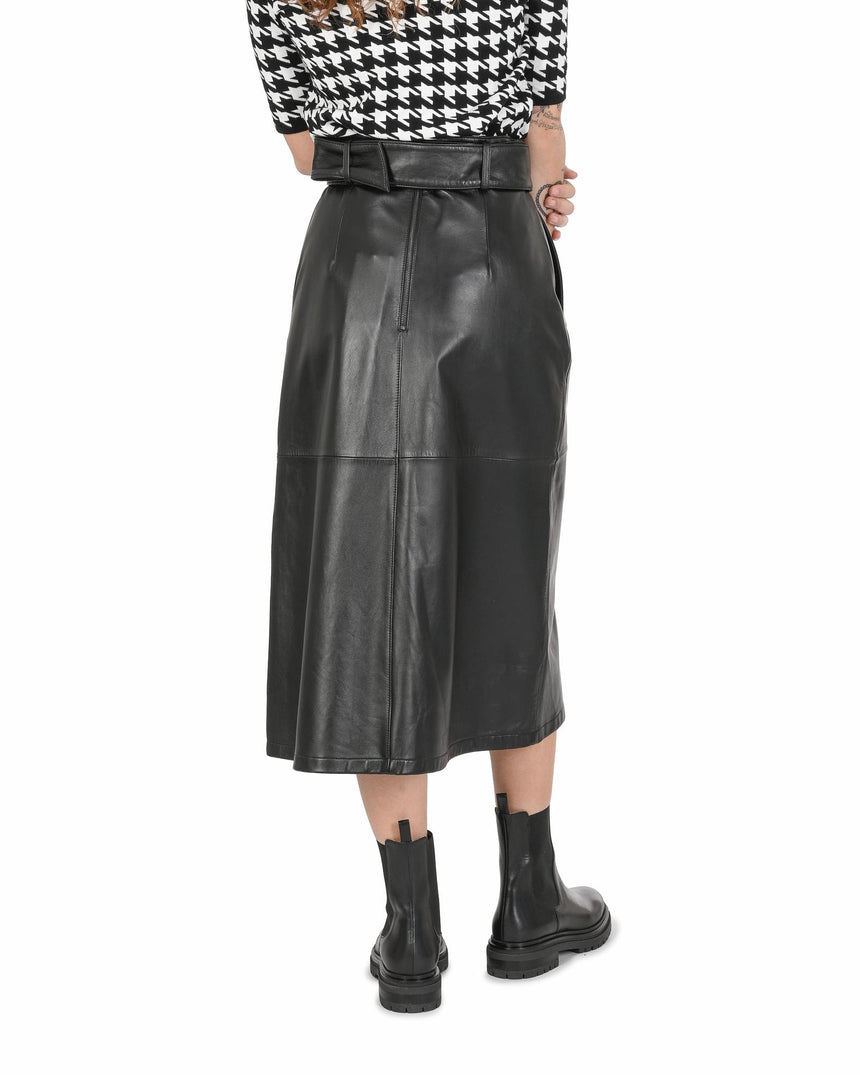 Hugo Boss Women's Lamb Leather Skirt in Black - S