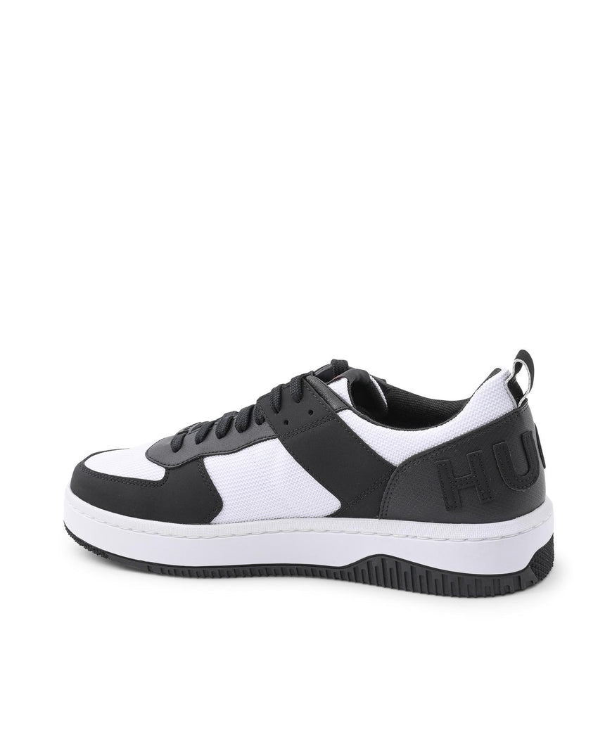 Hugo Boss Men's Charcoal Calfskin Sneakers with Rubber Sole in Multicolor - 43 EU