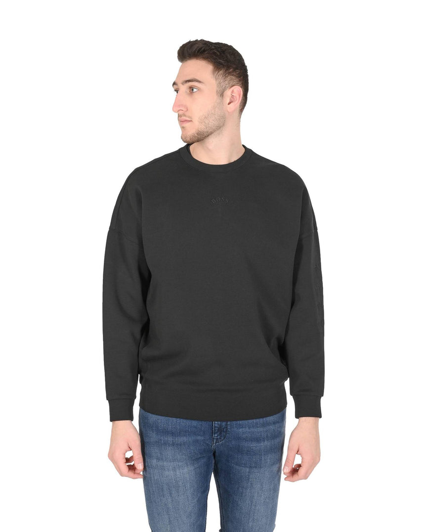 Hugo Boss Men's Black Cotton Blend Sweatshirt in Black - S