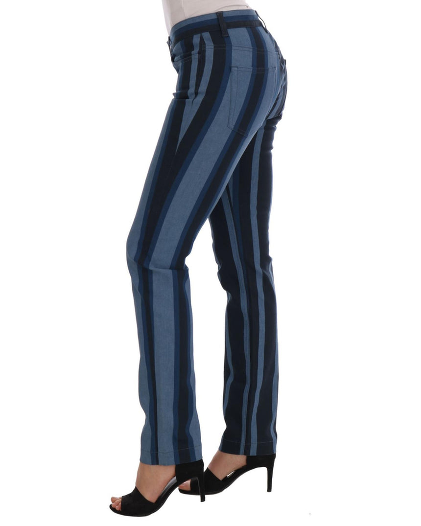 Blue Striped Cotton Stretch Denim Jeans - Dolce & Gabbana 40 IT Women