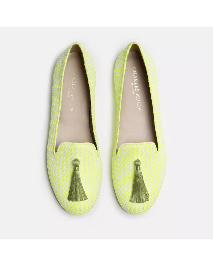 Silk Alba Loafers with Ovalina Detail and Single Cotton Tassel 40 EU Women