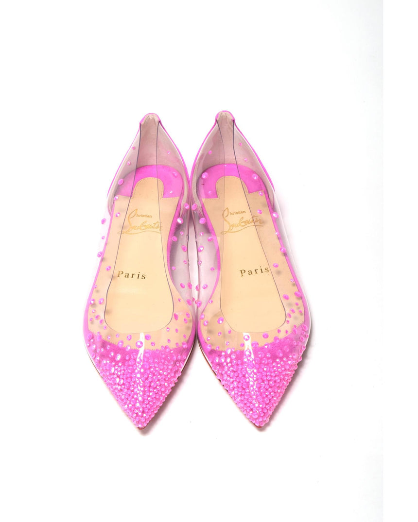 Hot Pink Crystal Embellished Flat Point Toe Shoe 35.5 EU Women