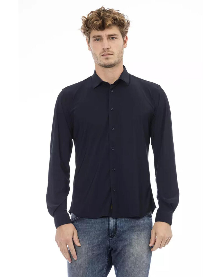 Modern Italian Collar Slim Fit Shirt with Button Closures M Men