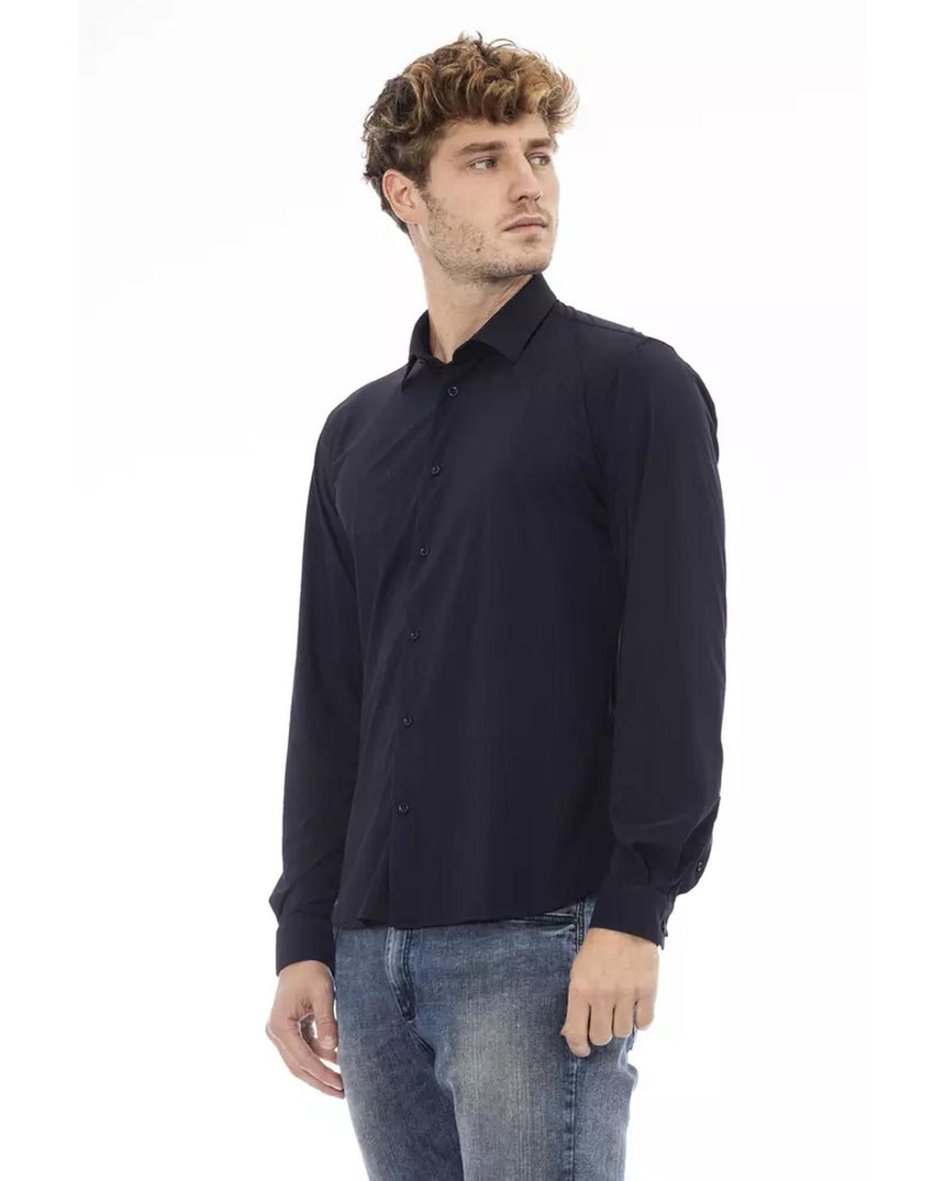 Modern Italian Collar Slim Fit Shirt with Button Closures M Men