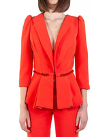 Elisabetta Franchi Crepe Jacket with Decorative Waist Chain 38 IT Women