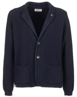 Dark Blue Cotton Sports Jacket with Two Button Closure and Front Pockets S Men