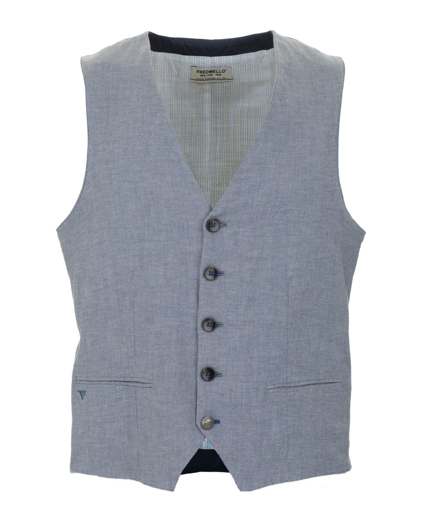 Cotton Denim Vest with Button Closure S Men