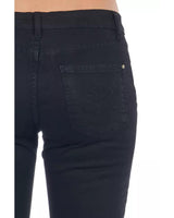 Stretch Denim Biker Jeans with Worn Wash and Multipockets 40 IT Women