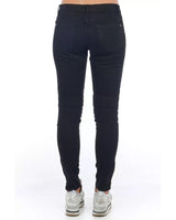 Stretch Denim Biker Jeans with Worn Wash and Multipockets 42 IT Women