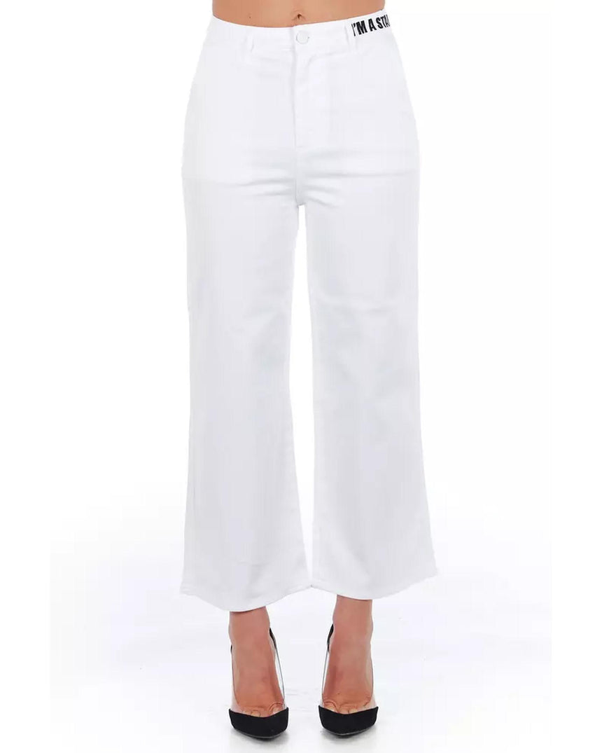 High Waist Cropped Trousers with Multipockets 44 IT Women