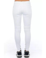 Stretch Denim Biker Jeans with Worn Wash and Multipockets 40 IT Women