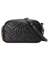 GG Marmont Quilted Leather Shoulder Bag with Chain Strap and Top Zipper Closure One Size Women