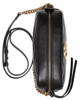 GG Marmont Quilted Leather Shoulder Bag with Chain Strap and Top Zipper Closure One Size Women