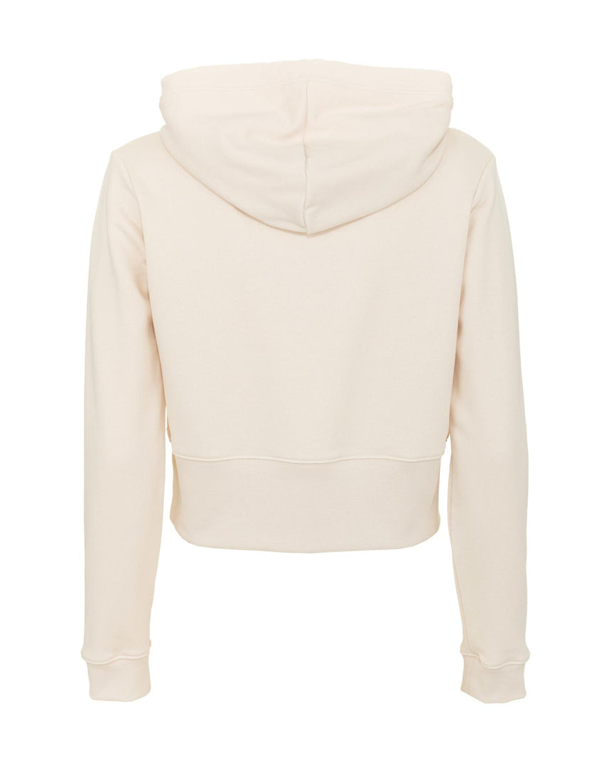 Beige Hoodie with Rhinestone Logo S Women