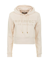 Beige Hoodie with Rhinestone Logo XS Women