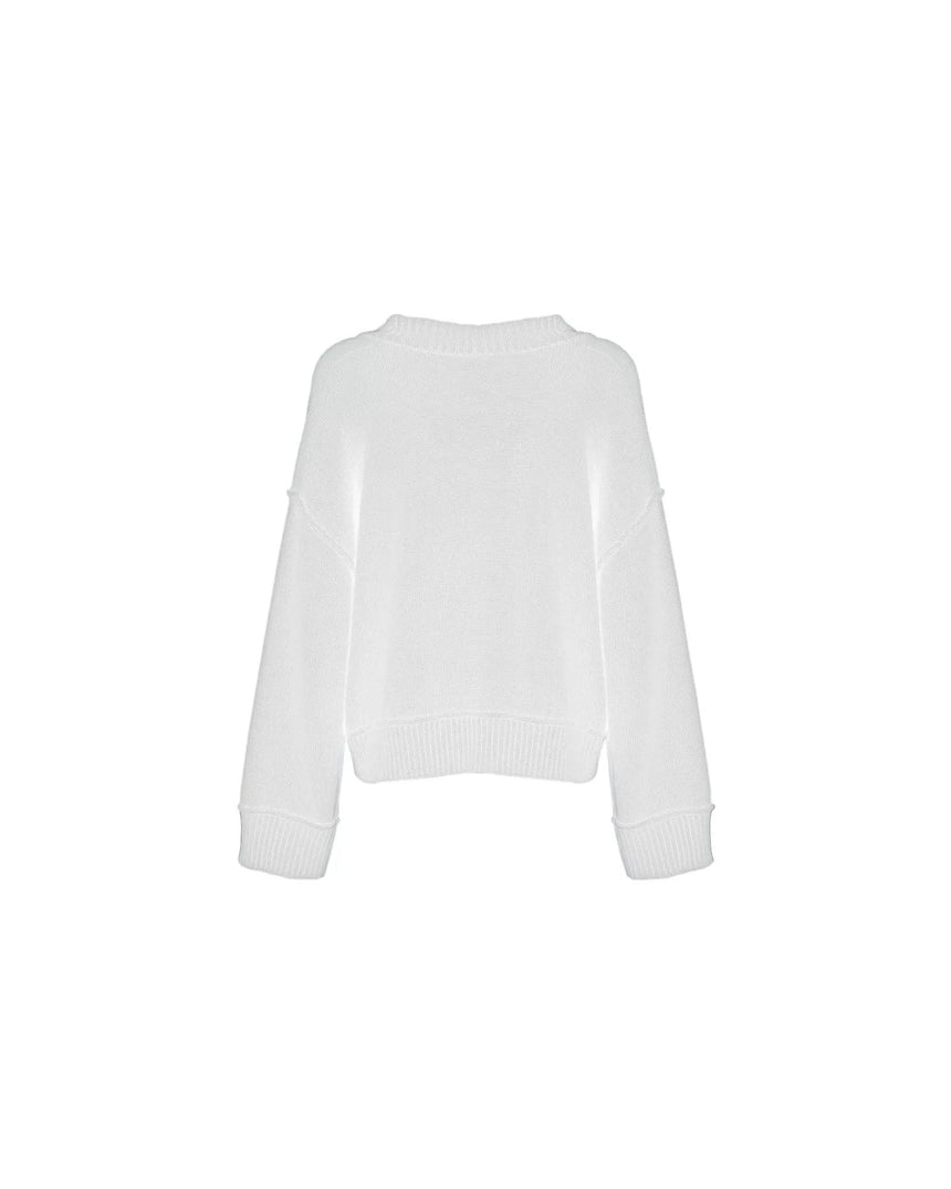 Wool Blend V-Neck Sweater with Ribbed Accents S Women