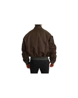 Double-Breasted Bomber Jacket with Sequined Appliques 46 IT Men