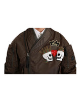 Double-Breasted Bomber Jacket with Sequined Appliques 46 IT Men