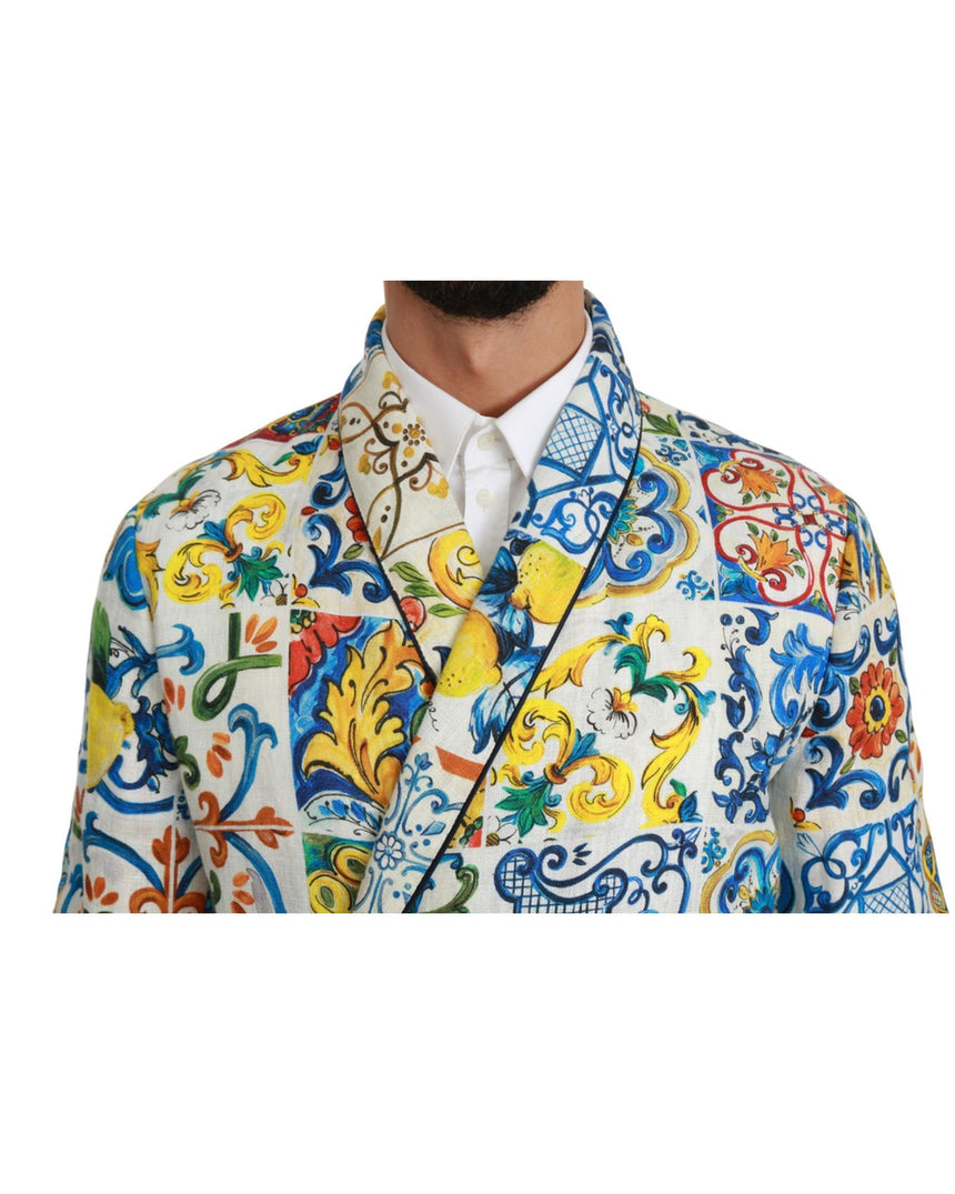 Dolce & Gabbana Robe Jacket with Majolica Pattern 48 IT Men