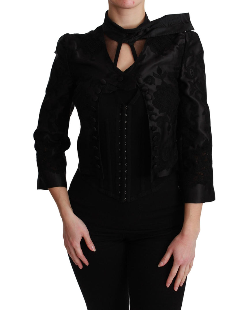 Gorgeous Dolce & Gabbana Blazer Corset Jacket with Floral Jacquard Pattern 38 IT Women