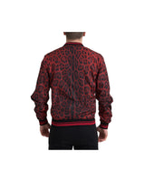 Dolce & Gabbana Men's Red Leopard Bomber Short Coat Jacket - 44 IT