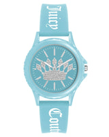 Blue Analog Fashion Watch with Rhine Stone Facing and Pin Buckle Closure One Size Women