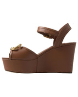 Dolce & Gabbana Women's Brown Leather AMORE Wedges Sandals Shoes - 37 EU