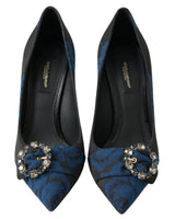 Dolce & Gabbana Women's Blue Floral Ayers Crystal Pumps Shoes - 36 EU