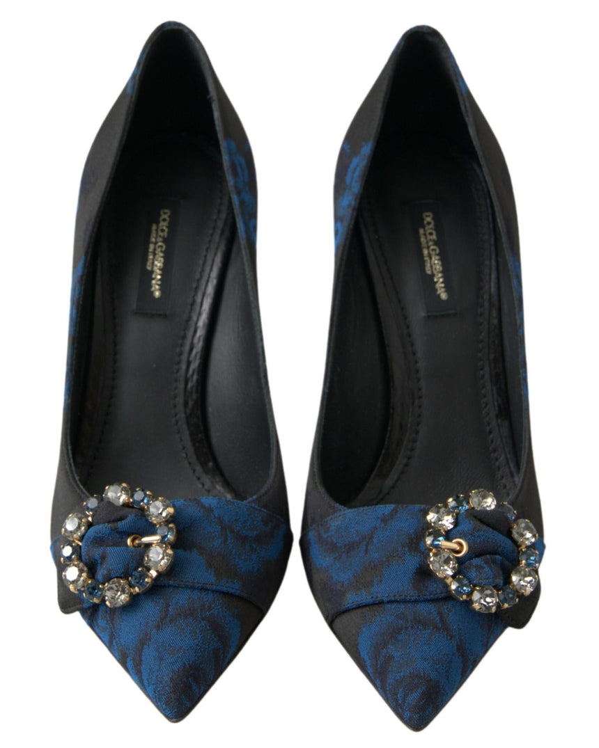 Dolce & Gabbana Women's Blue Floral Ayers Crystal Pumps Shoes - 36 EU