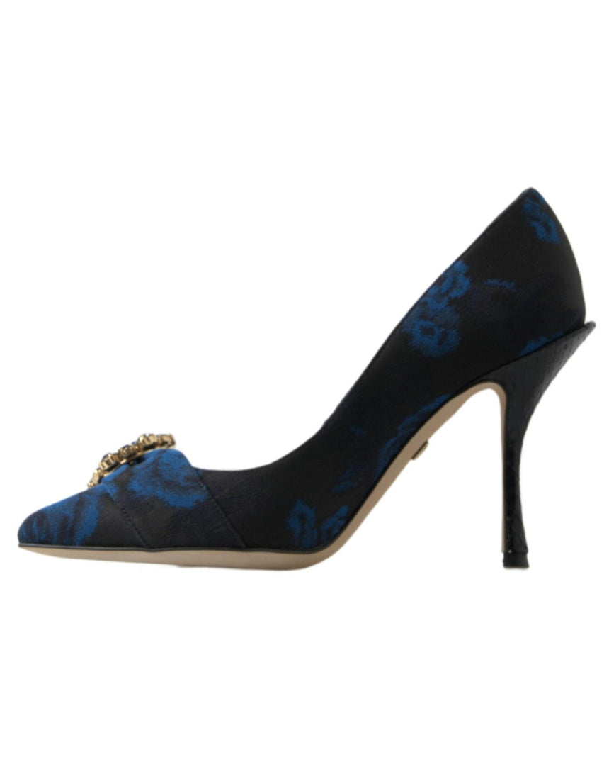 Dolce & Gabbana Women's Blue Floral Ayers Crystal Pumps Shoes - 36 EU