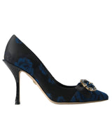 Dolce & Gabbana Women's Blue Floral Ayers Crystal Pumps Shoes - 38 EU