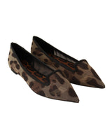 Leopard Print Loafers with Pointed Toe and Leather Insole 39 EU Women