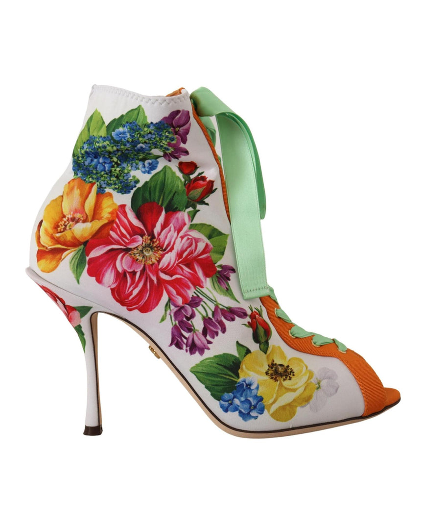 Floral Print Open Toe Jersey Shoes 37 EU Women