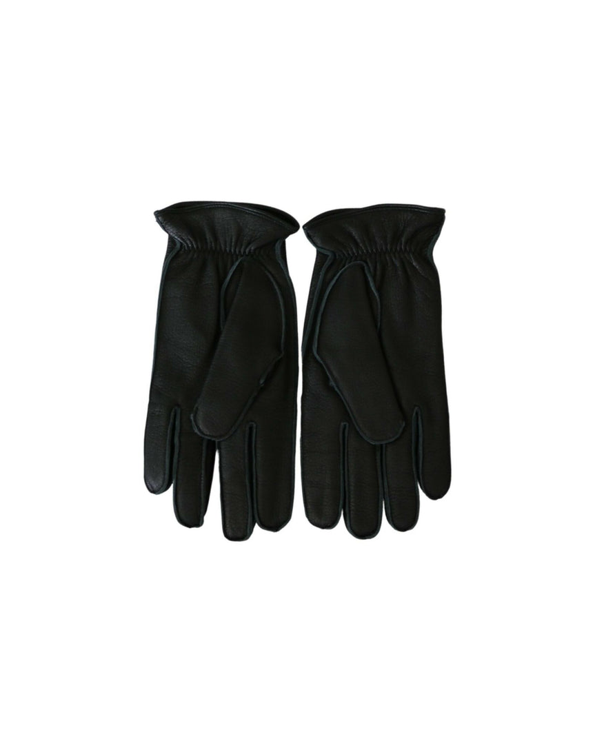 100% Authentic Dolce & Gabbana Black Biker Gloves - Leather 10 Men