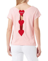 Love Moschino logo cotton t-shirt with embroidered hearts application 44 IT Women