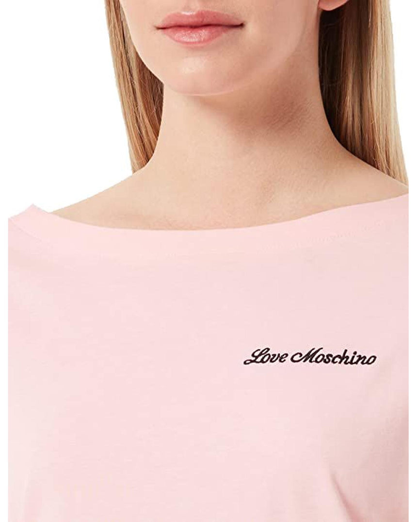 Love Moschino logo cotton t-shirt with embroidered hearts application 44 IT Women