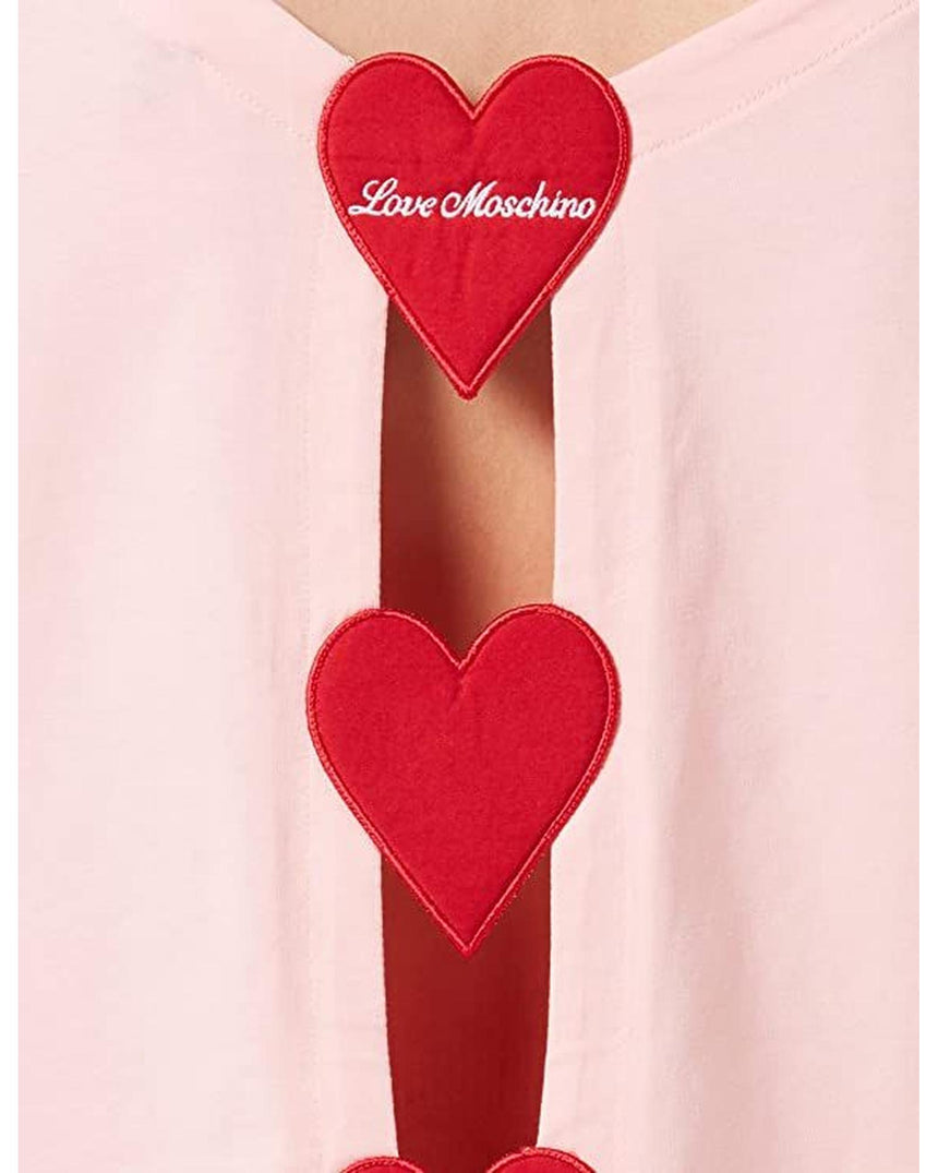 Love Moschino logo cotton t-shirt with embroidered hearts application 44 IT Women