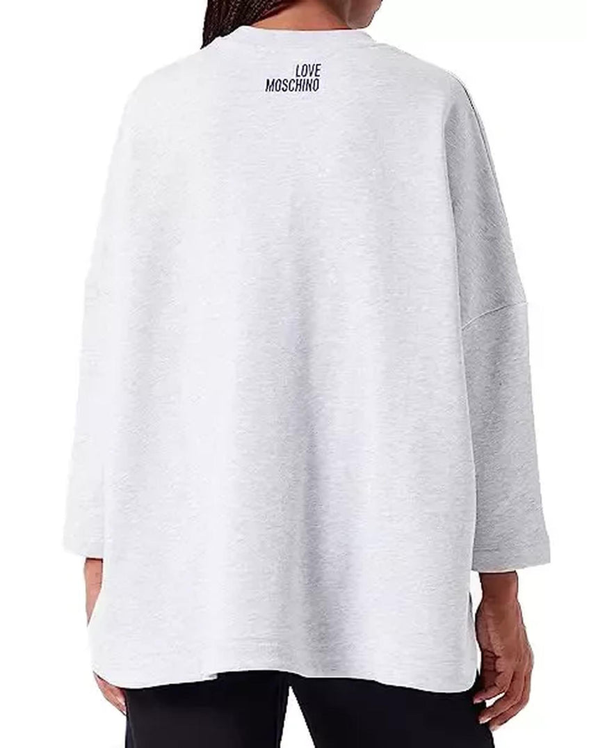 Oversized Crewneck Sweatshirt with Glued-Effect Glitter Print S Women