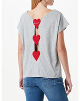 Love Moschino Logo Cotton T-Shirt with Heart Applique 42 IT Women