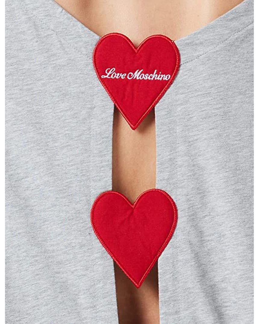 Love Moschino Logo Cotton T-Shirt with Heart Applique 42 IT Women