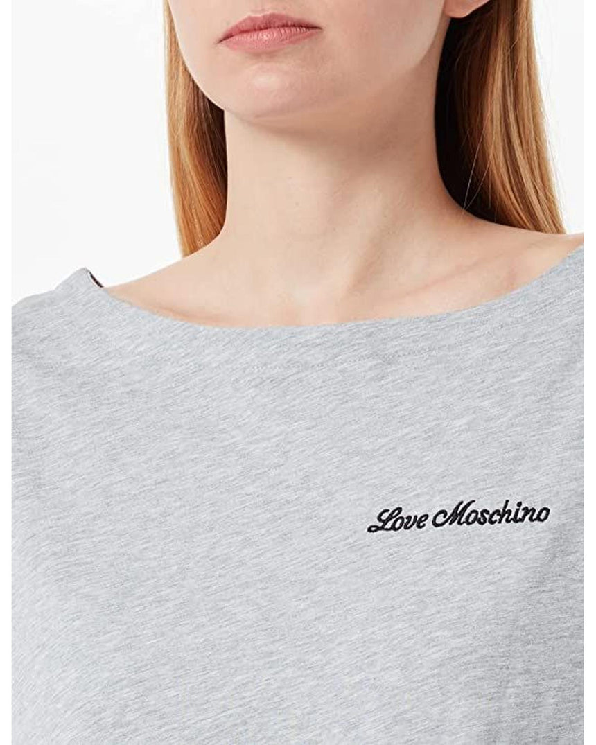 Love Moschino Logo Cotton T-Shirt with Heart Applique 46 IT Women