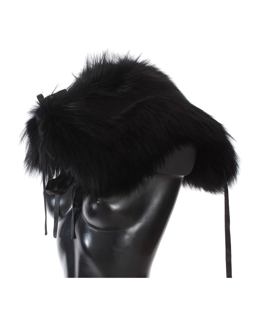 Dolce & Gabbana Black Fox Fur Shoulder Wrap S Women