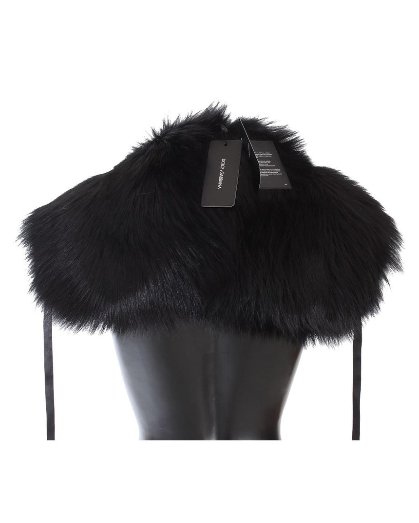 Dolce & Gabbana Black Fox Fur Shoulder Wrap S Women