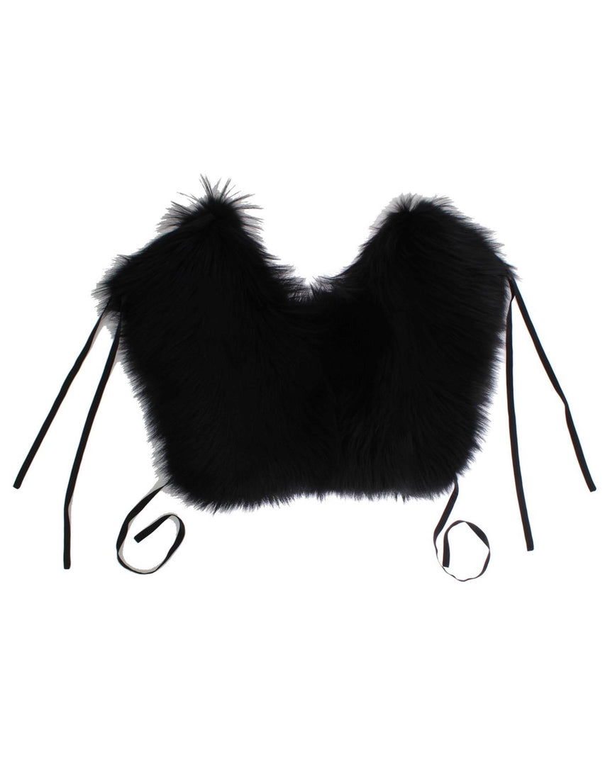 Dolce & Gabbana Black Fox Fur Shoulder Wrap M Women