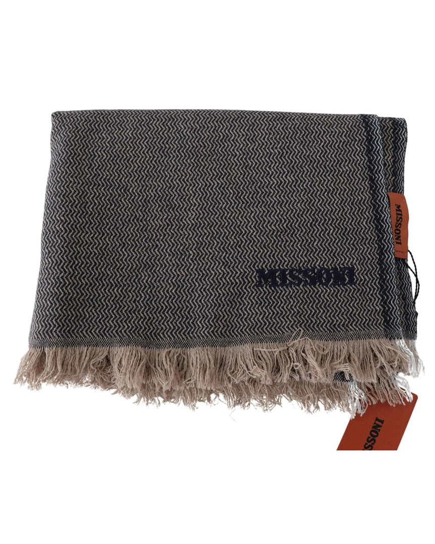 Missoni Cashmere Scarf with Zigzag Pattern and Logo Embroidery One Size Men