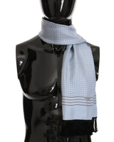 Dolce & Gabbana Blue Silk Polka Dot Fringed Scarf One Size Men