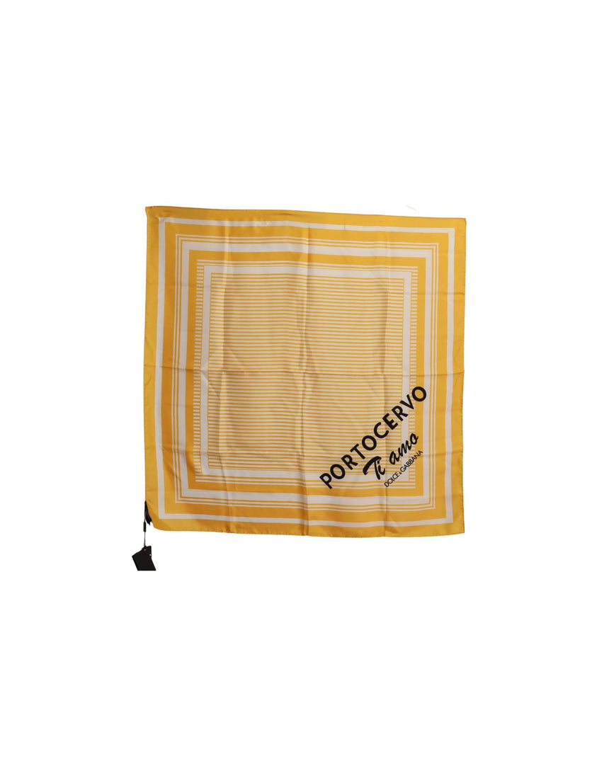 Striped Square Silk Scarf with Portocervo Print One Size Women