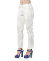 Geometric Pattern Stretch Trousers with Front and Back Pockets 46 IT Women