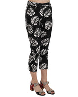 Gorgeous Dolce & Gabbana Black Palm Leaf Print Skinny Capri Pants 38 IT Women